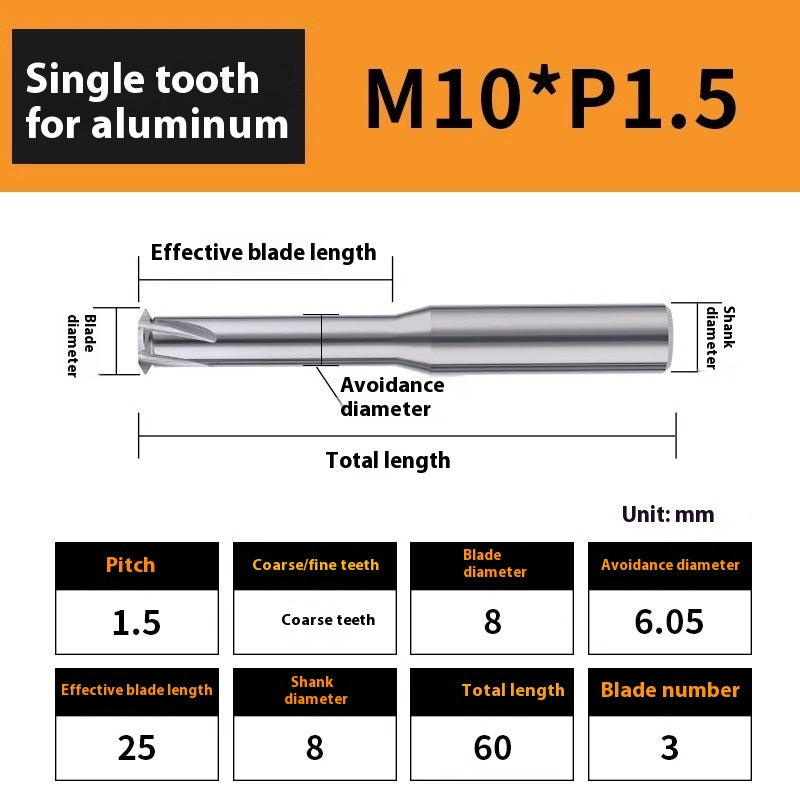 2135-65° aluminum with colorful thread milling cutter lengthened single tooth three-tooth full thread machining center tungsten carbide milling cutter M3M4M5 Shandong Denso Pricision Tools Co.,Ltd.